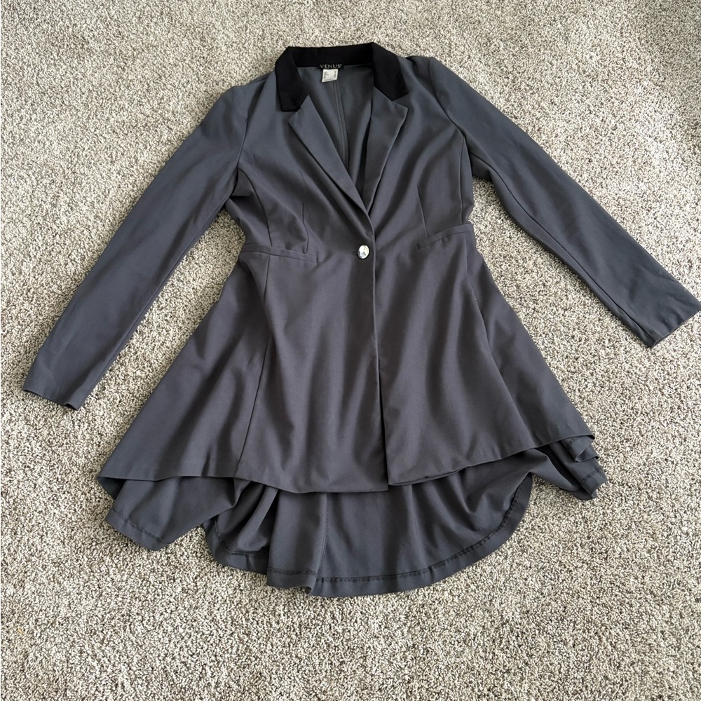 Venus High Low Gray Blazer Dress, Size 6